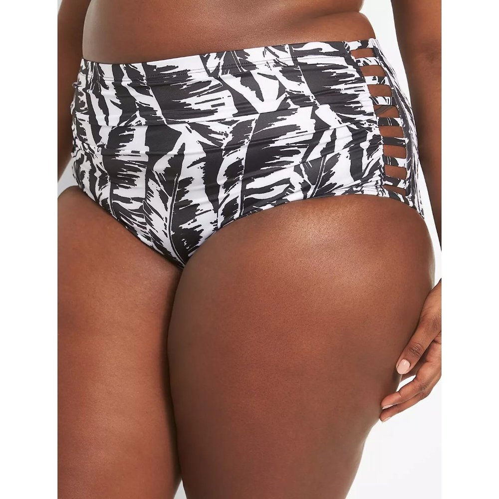 Lane Bryant Cacique Strappy Ruched Side Swim Brief 28